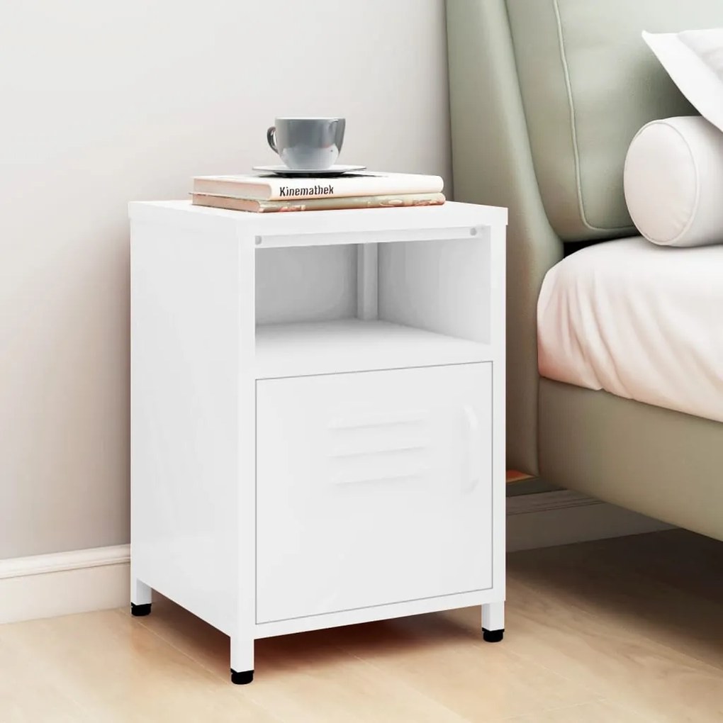 Comodino Bianco 35x35x51 Cm İn Acciaio /