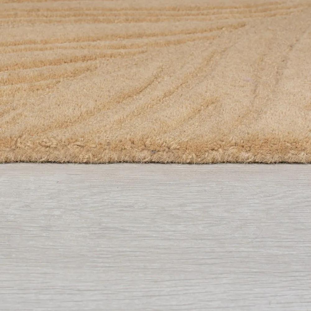 Tappeto in lana marrone chiaro 120x170 cm Lino Leaf - Flair Rugs