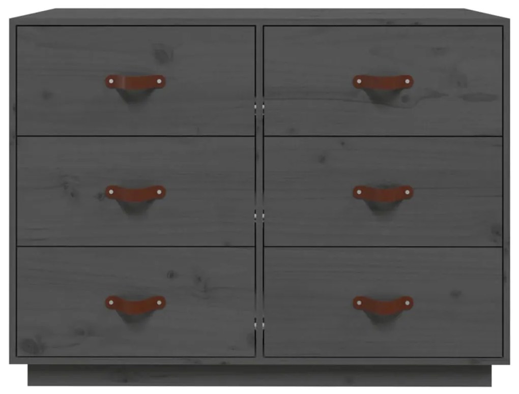 Credenza grigia 100x40x75 cm in legno massello di pino