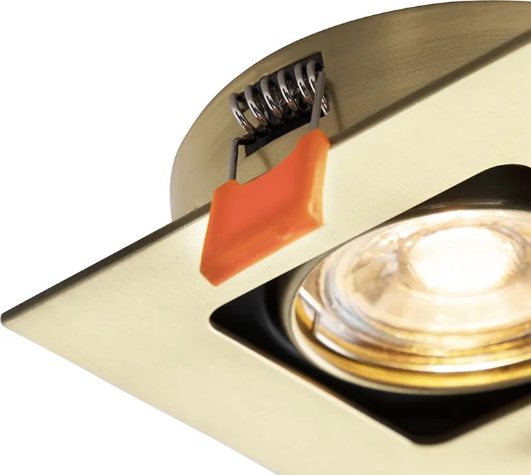 Faretto da incasso smart ottone quadrato con WiFi GU10 - Artemis