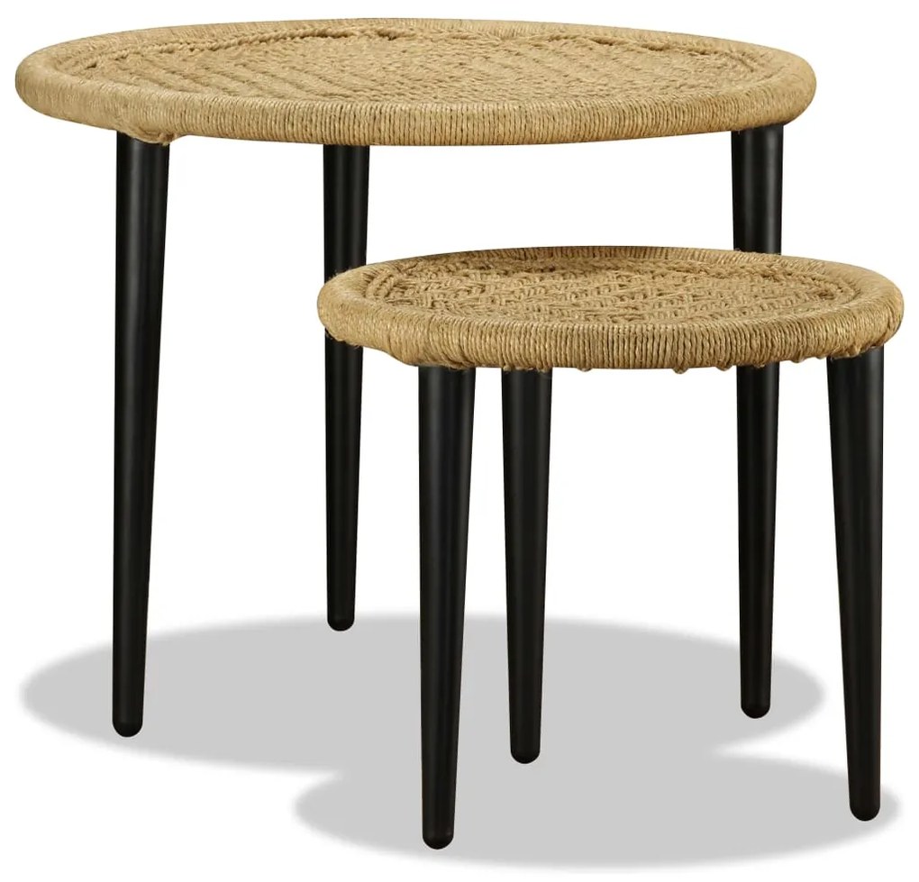 Set tavolini da caffè 2 pz in iuta naturale