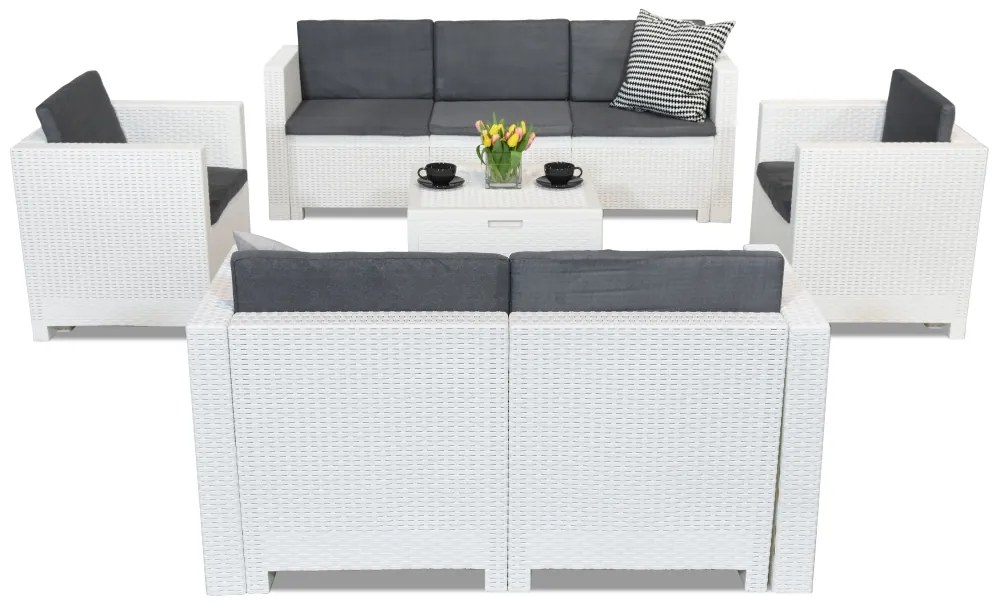 Set di mobili in technorattan Colorado Coffee Box 7 bianco Bica