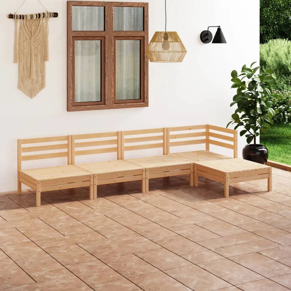 Set salotto da giardino 5 pz in legno massello di pino