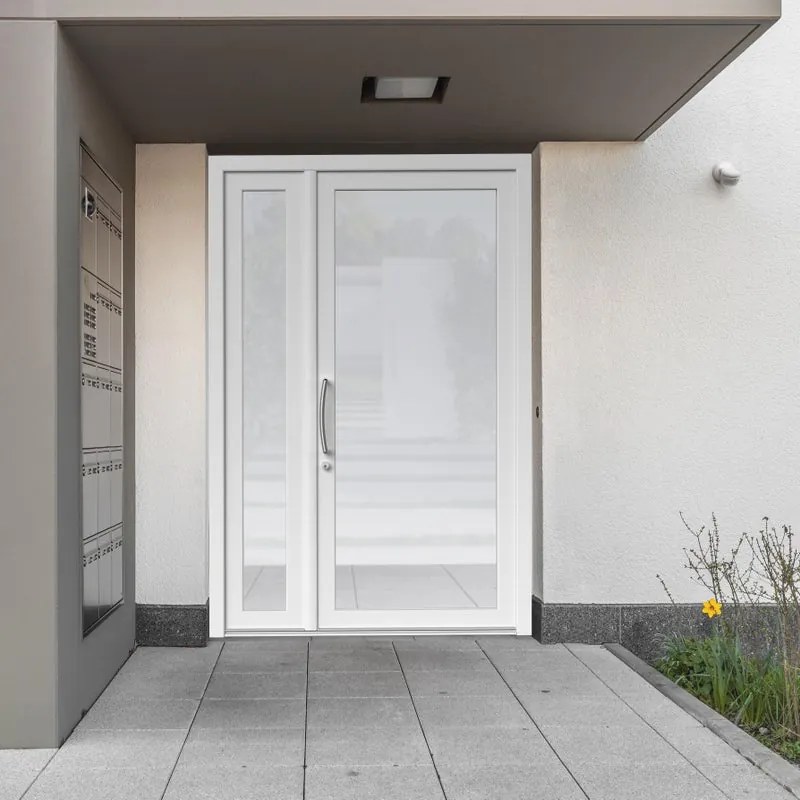 Portoncino d'ingresso Condo5 L 90 x H 210 cm in PVC bianco, apertura spingere a destra