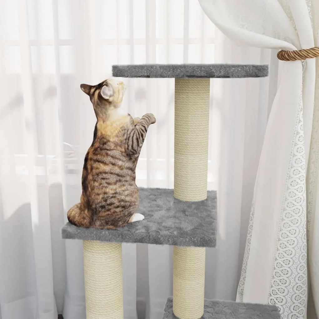 Albero per gatti con tiragraffi in sisal grigio chiaro 92 cm