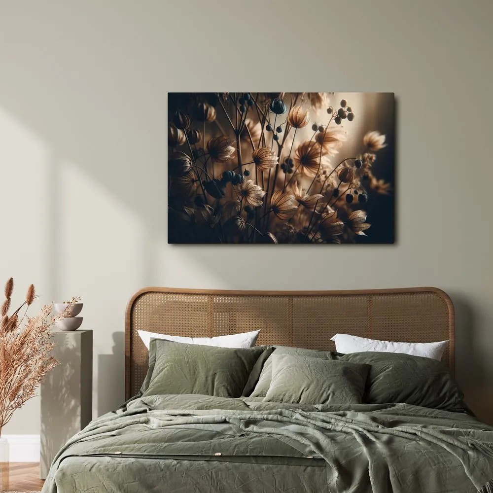 Quadro su tela – Fiori secchi in toni scuri