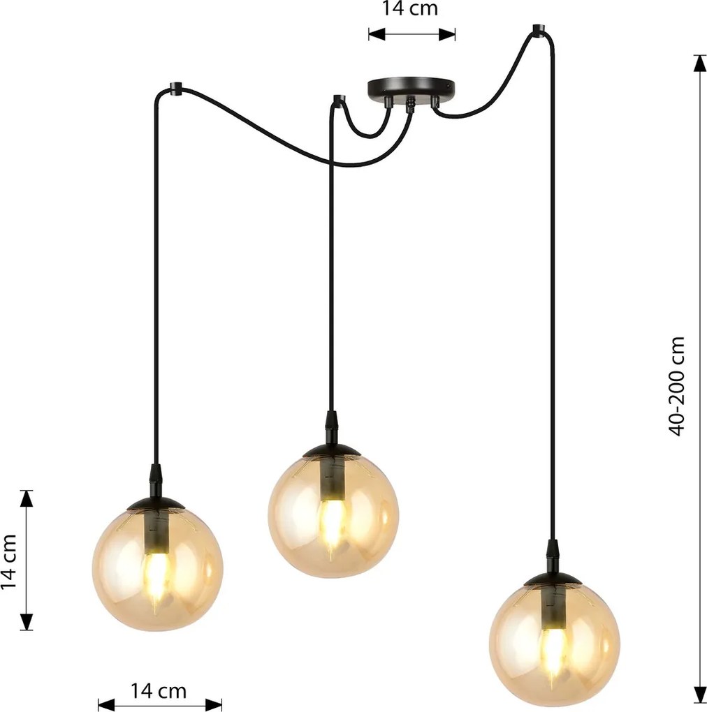 Lampadario a sospensione GIGI 3 BLACK MIODOWY