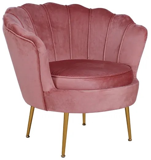 Poltrona velluto con schienale a conchiglia - FIORE finitura Rosa