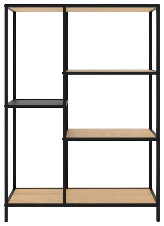 Libreria nera/di colore naturale effetto rovere 80x112x35 cm Altino – Unique Furniture