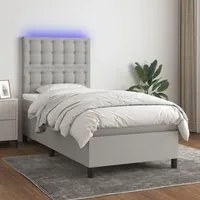 Letto a Molle Materasso e LED Grigio Chiaro 80x200 cm Tessuto cod mxl 34339