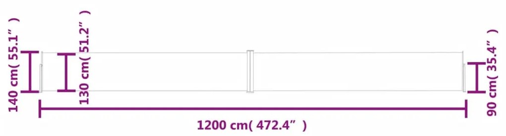 Tenda Laterale Retrattile per Patio 140x1200 cm Antracite