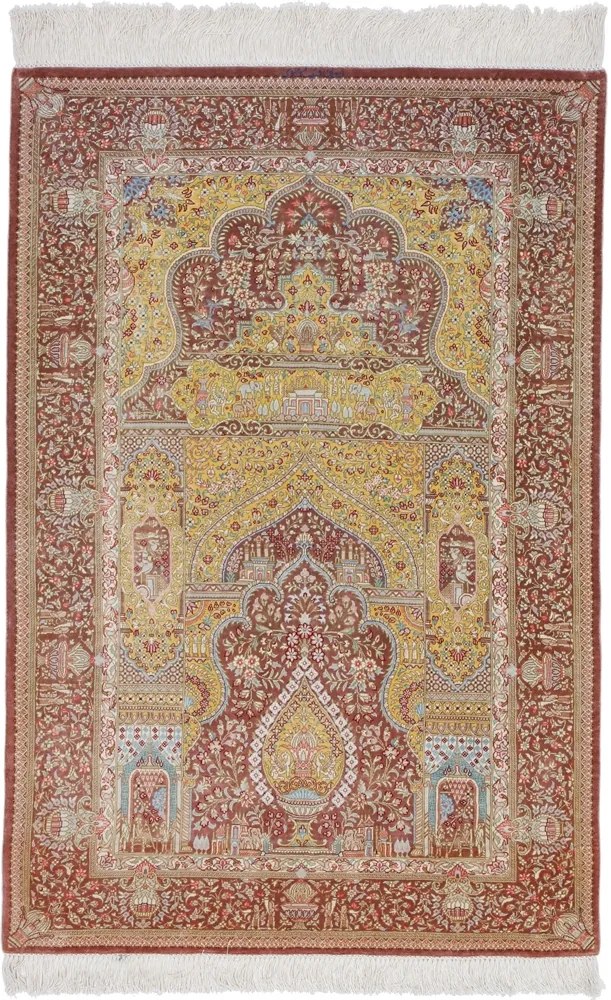 Ghom Tappeto persiano 80x120 Rosa (Iran) Annodato A Mano