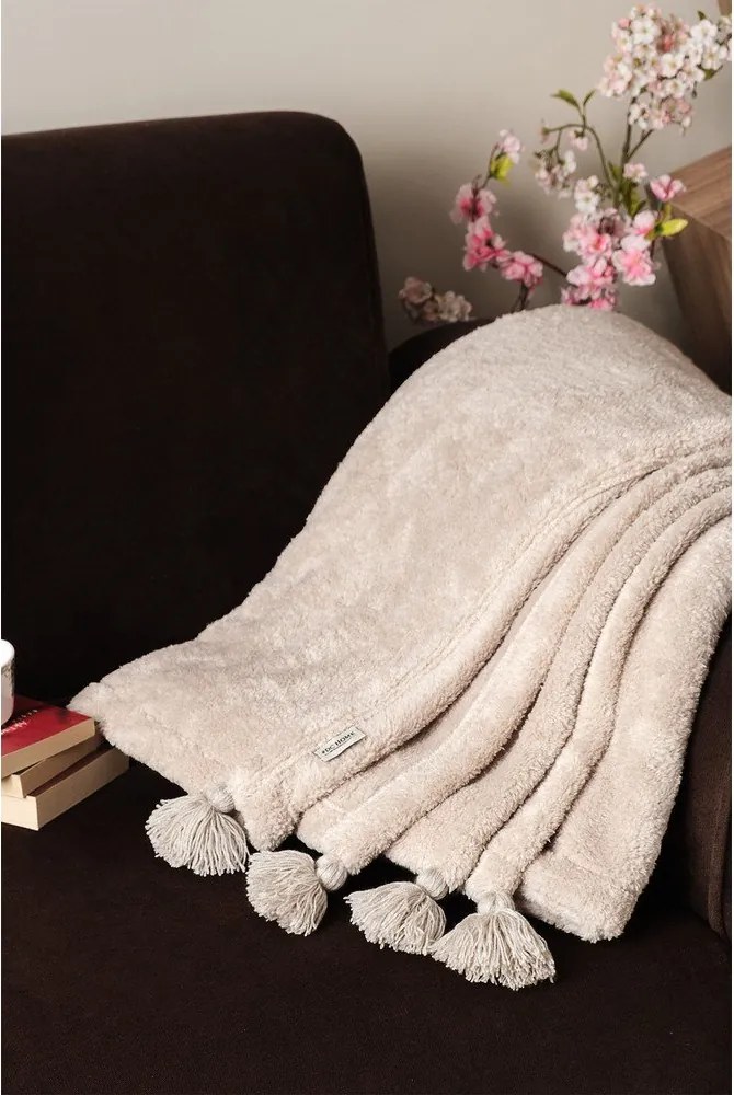 Copriletto marrone chiaro in micropile 160x200 cm Puffy – Mijolnir