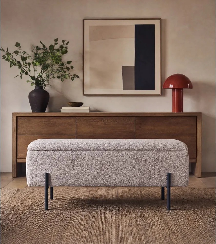 Panca beige in tessuto bouclé Watford - House Nordic