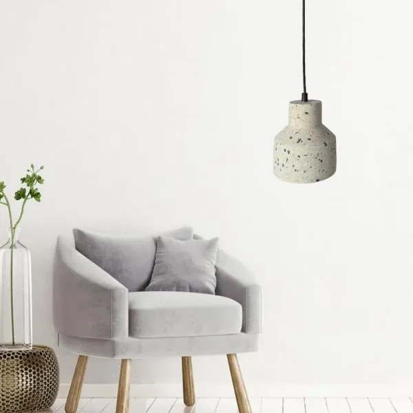Lampadario a sospensione con filo TERRAZZO 1xE27/60W/230V diametro 12 cm color crema