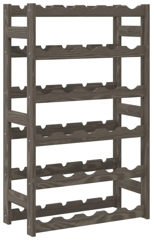 Portabottiglie per 30 bottiglie grigio legno massello di pino