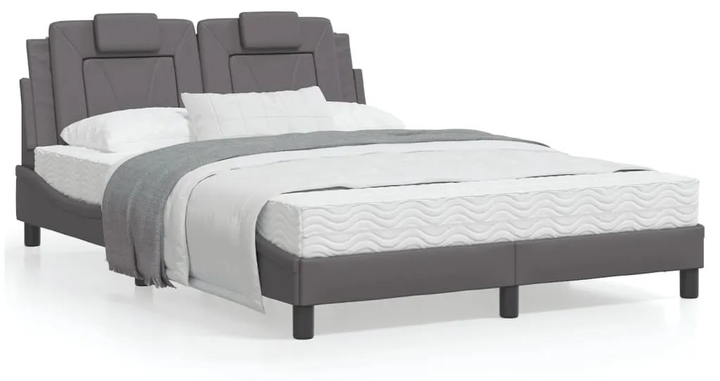 Letto con materasso grigio 120x200 cm in similpelle