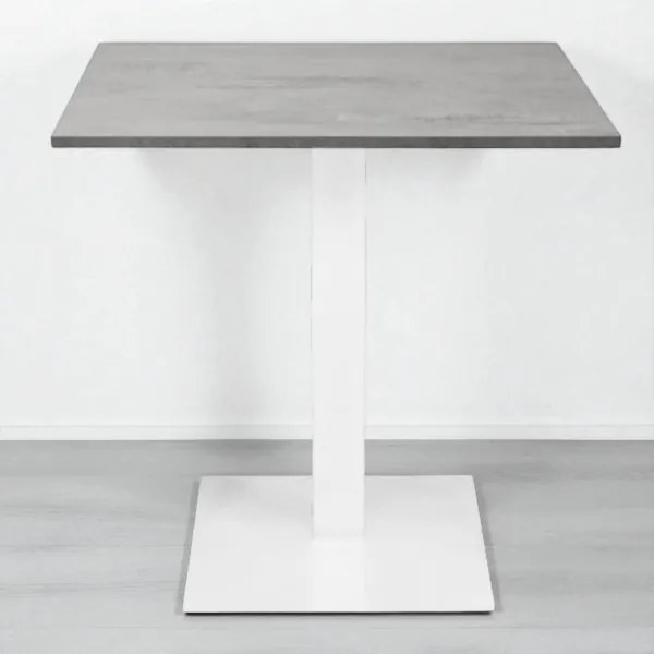 Tavolo bar ristorante 80x80 cm base bianca piano laminato Cemento H 75