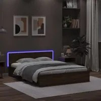 Giroletto con Testiera e LED Rovere Marrone 160x200 cm 3207601