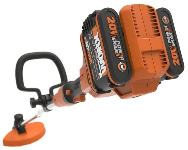 Decespugliatore a batteria brushless 40V in polipropilene WORX Powershare WG183E, testa in nylon 2 fili, batteria inclusa