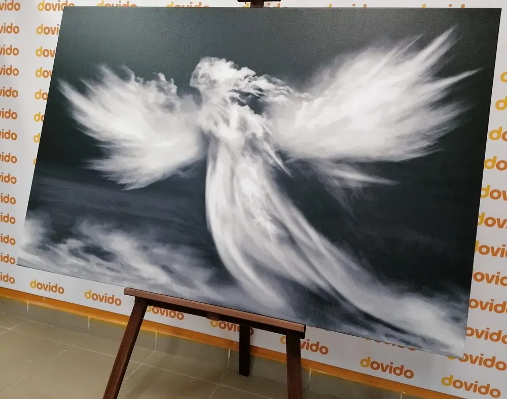 Quadro su tela – Aspetto dell'angelo tra le nuvole in bianco e nero