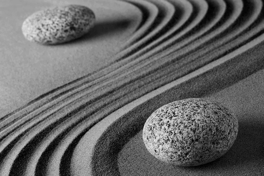 Carta da parati – Pietre bianche e nere Yin e Yang