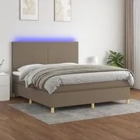 Letto a Molle con Materasso e LED Tortora 160x200 cm in Tessuto 3135289