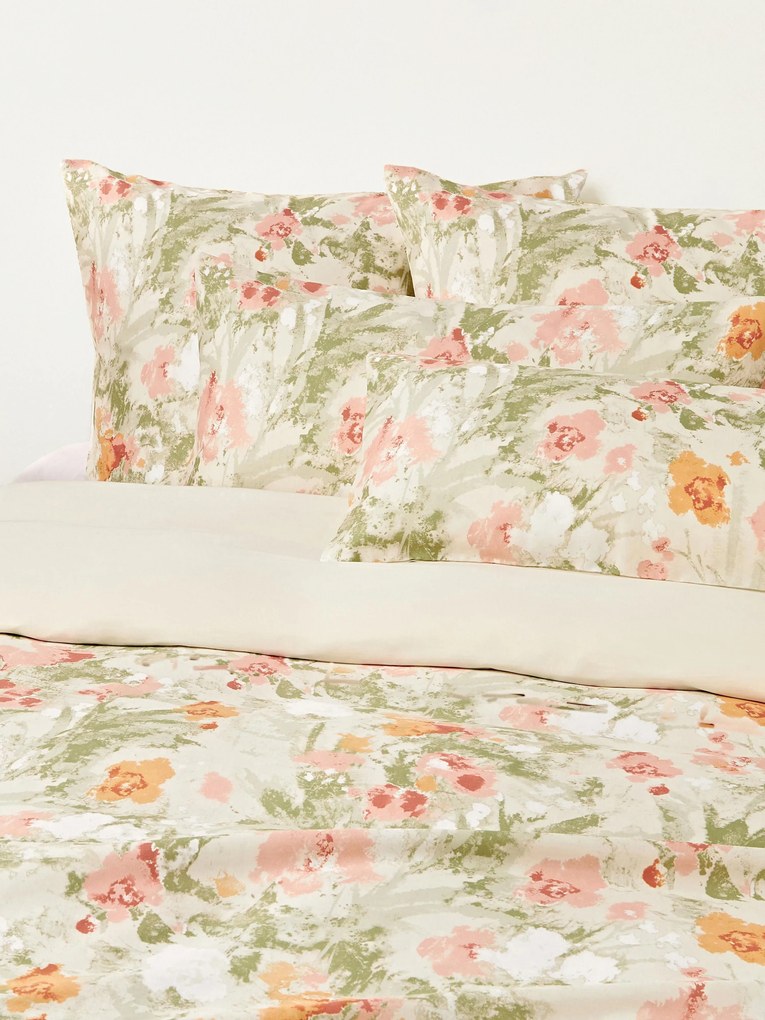 Copripiumino in raso di cotone floreale Anthea