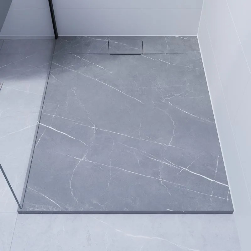 Piatto doccia SENSEA in composito minerale di resina gelificata Neo grigio L 90 x L 120 x H 2.7 cm opaco effetto marmo