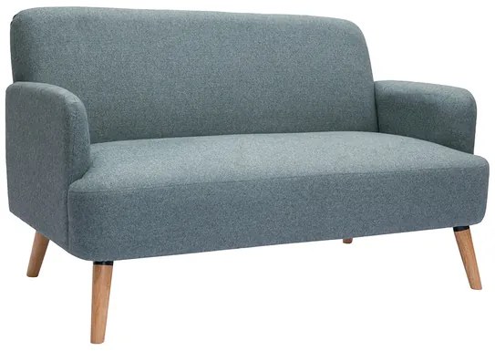 Divano scandinavo 2 posti in tessuto grigio-verde e legno chiaro ISKO