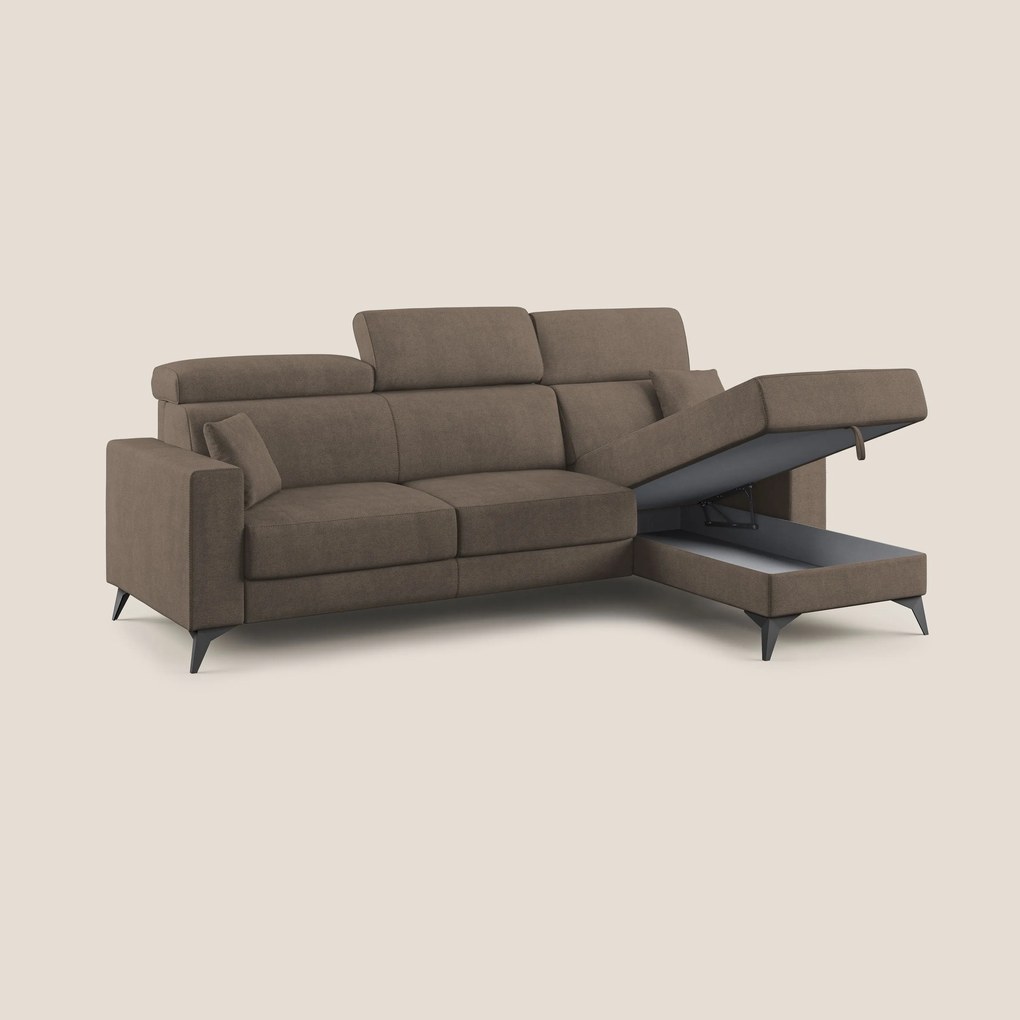 Pegaso divano letto angolare con poggiatesta reclinabili e rivestimento impermeabile T02 marrone