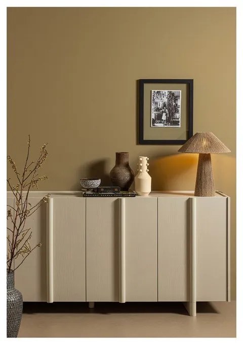 Cassettiera bassa modulare crema in legno di pino 200x85 cm Basu - WOOOD