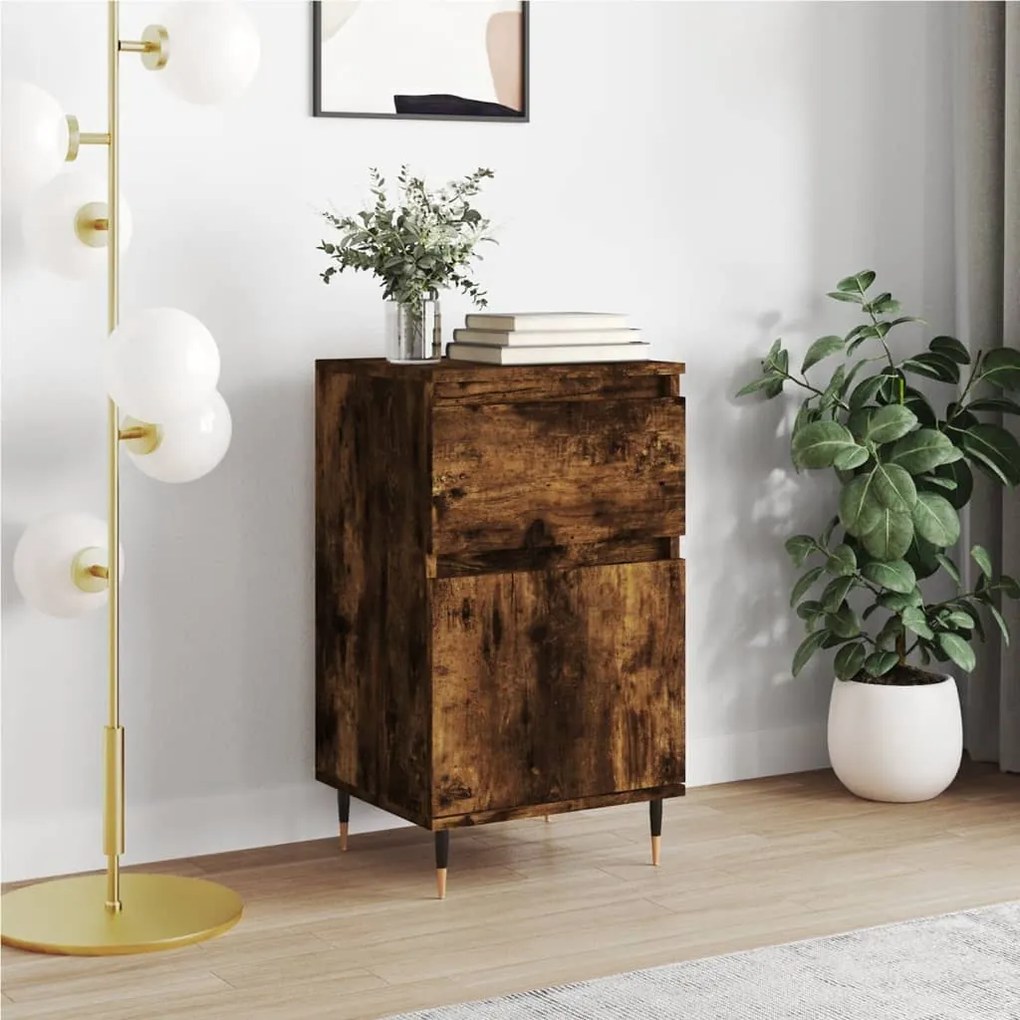 Credenza Rovere Fumo 40x35x70 Cm İn Legno Multistrato /