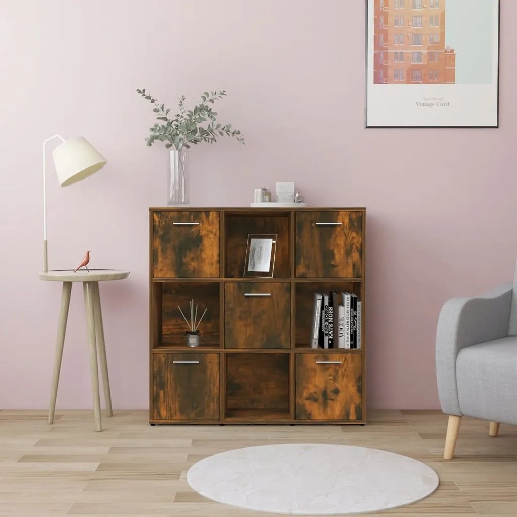 Libreria Rovere Fumo 90x30x90 Cm İn Legno Multistrato /