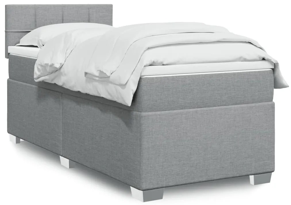 Giroletto A Molle Con Materasso Grigio Chiaro 90x190 Cm Tessuto /