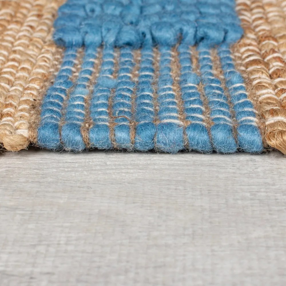 Passatoia blu/di colore naturale in misto iuta tessuta a mano 60x230 cm Medina Jute – Flair Rugs
