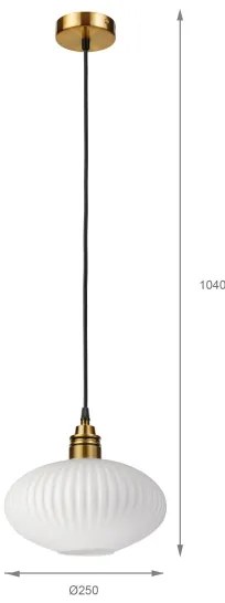 Lampada a sospensione su cavo HECTOR 1xE27/15W/230V bianco/ottone Ø 25 cm