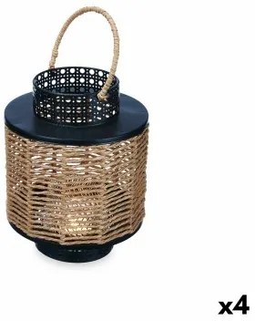 Lanterna Nero Metallo 17 x 23 x 17 cm (4 Unità) Rattan