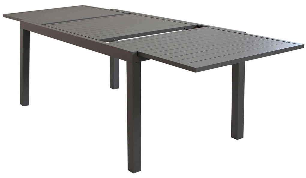 DEXTER - set tavolo in alluminio cm 160/240 x 90 x 75 h con 4 poltrone Aulus