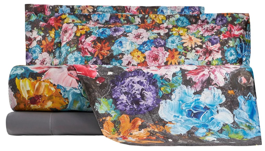 Completo Copripiumino in Raso di cotone Painted garden