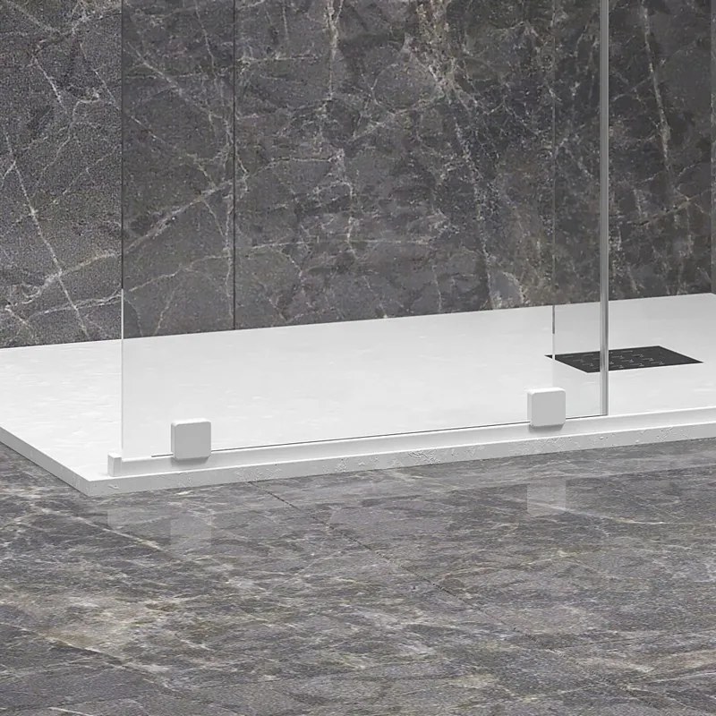 Kamalu - Doccia walk in con anta scorrevole 140 cm profilo bianco | KNM4000W-B