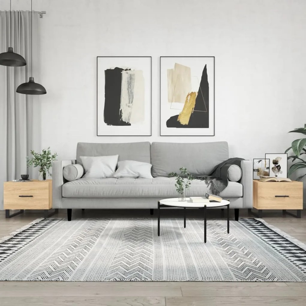 Tavolini Salotto 2pz Rovere Sonoma 50x50x40cm Legno Multistrato /