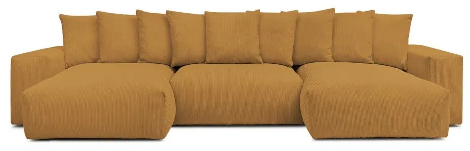 Divano angolare color senape con rivestimento in velluto a coste Voltaire – Bobochic Paris