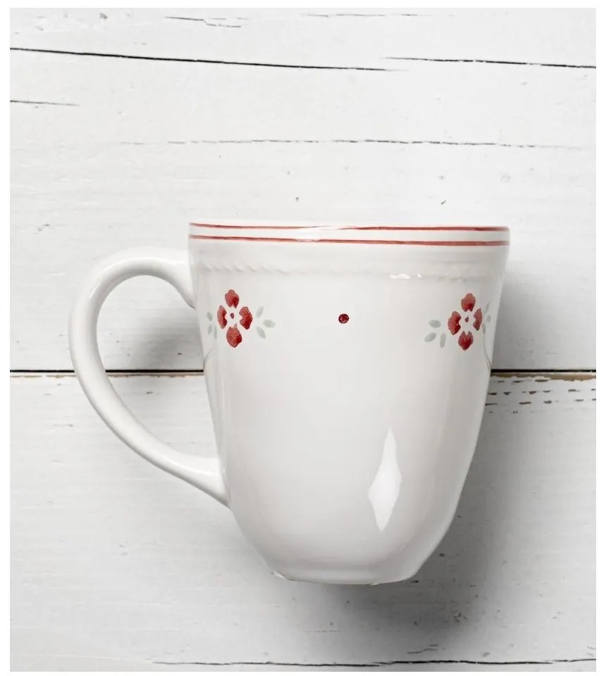 Tazza Mug in Stile Provenzale Decorata con Fiori Rossi