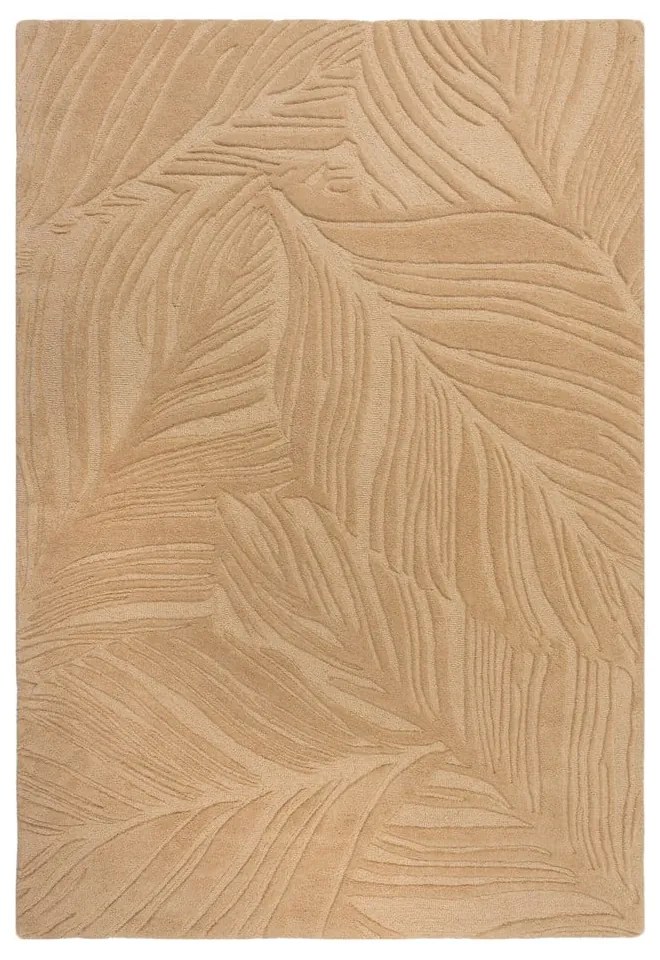 Tappeto in lana marrone chiaro 160x230 cm Lino Leaf - Flair Rugs