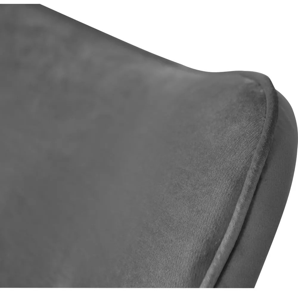 Poltrona con poggiapiedi grigia con rivestimento in velluto Niko – Ropez