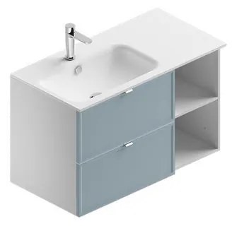 Mobile sottolavabo e lavabo Quadra bianco-cielo in mdf L 90 x H 57 x P 46 cm 2 cassetti