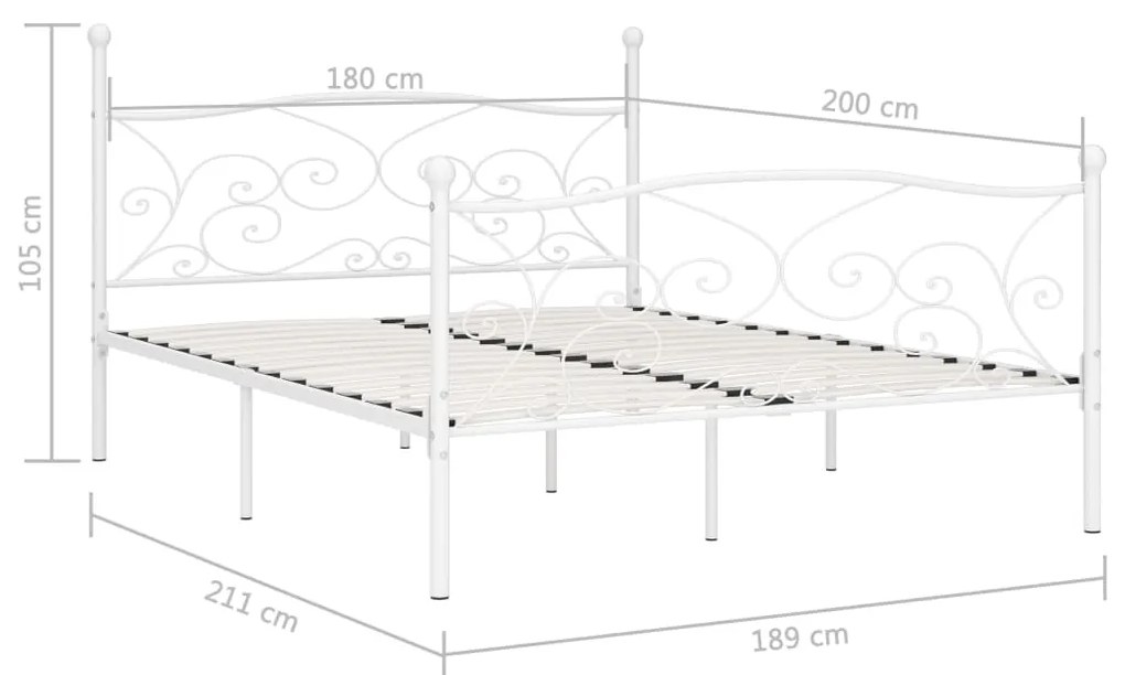 Giroletto con doghe bianco in metallo 180x200 cm