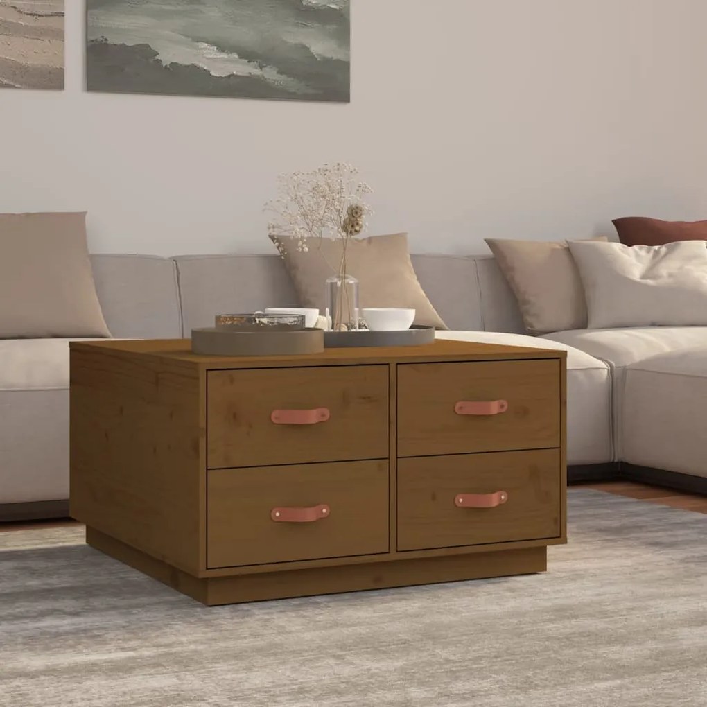 Tavolino Da Salotto Ambra 80x80x45 Cm Legno Massello Di Pino /