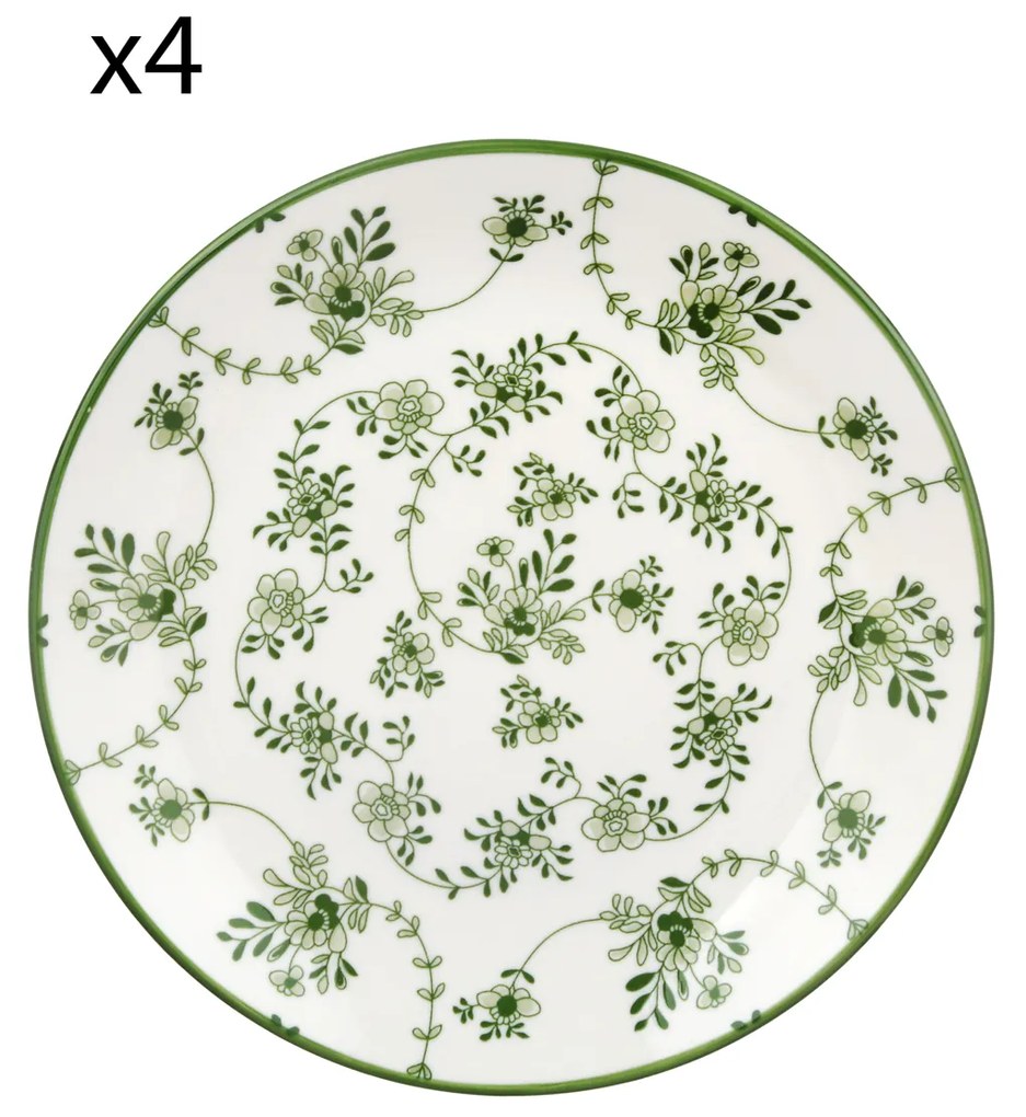 Set 4 piatti frutta fiori verde porcellana Hanami